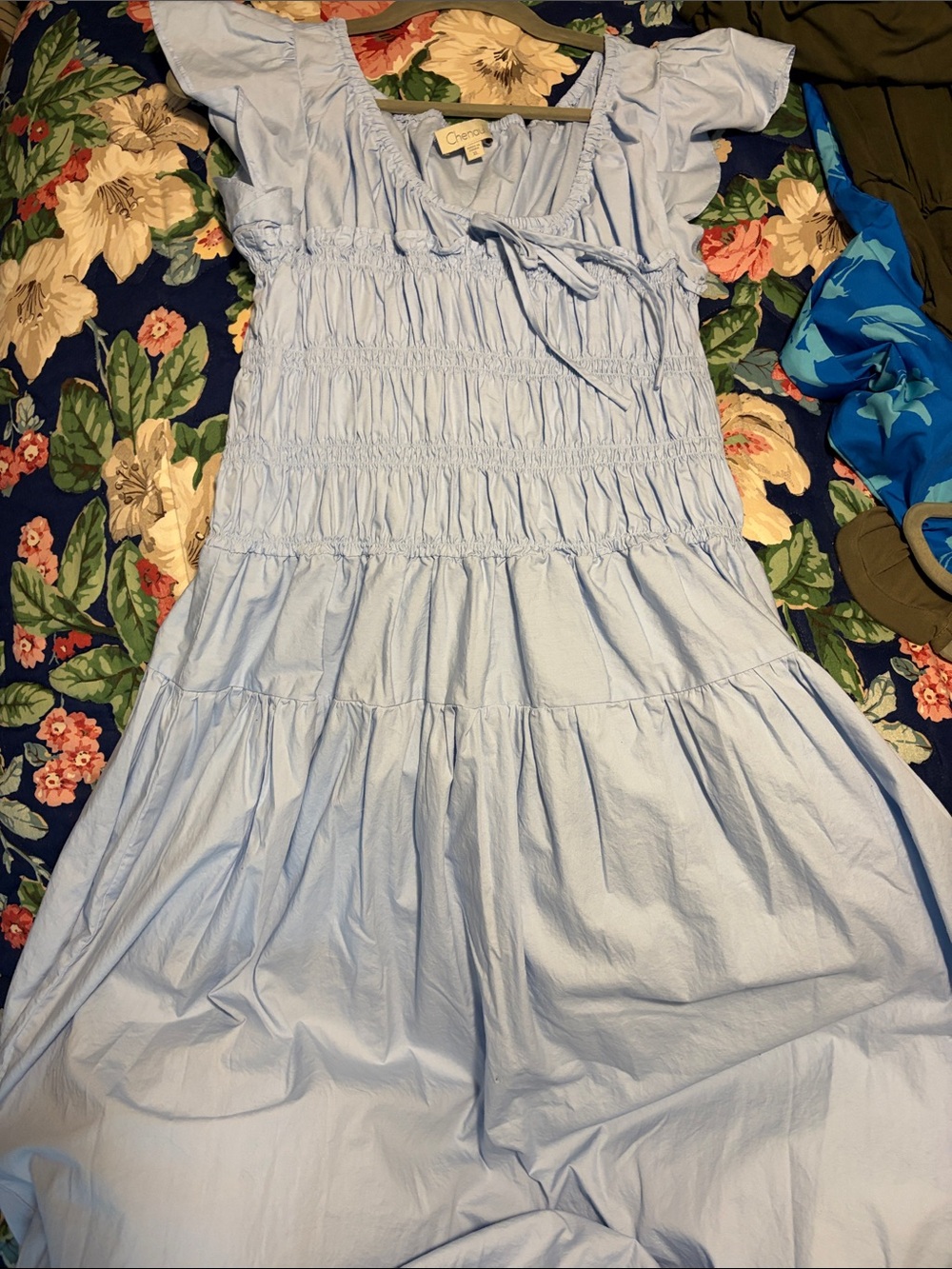 Cherokee Light Blue Smocked Casual Girls Dress